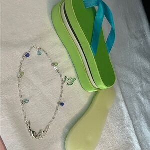 Avon Silver Bracelet with Blue and Green Accents